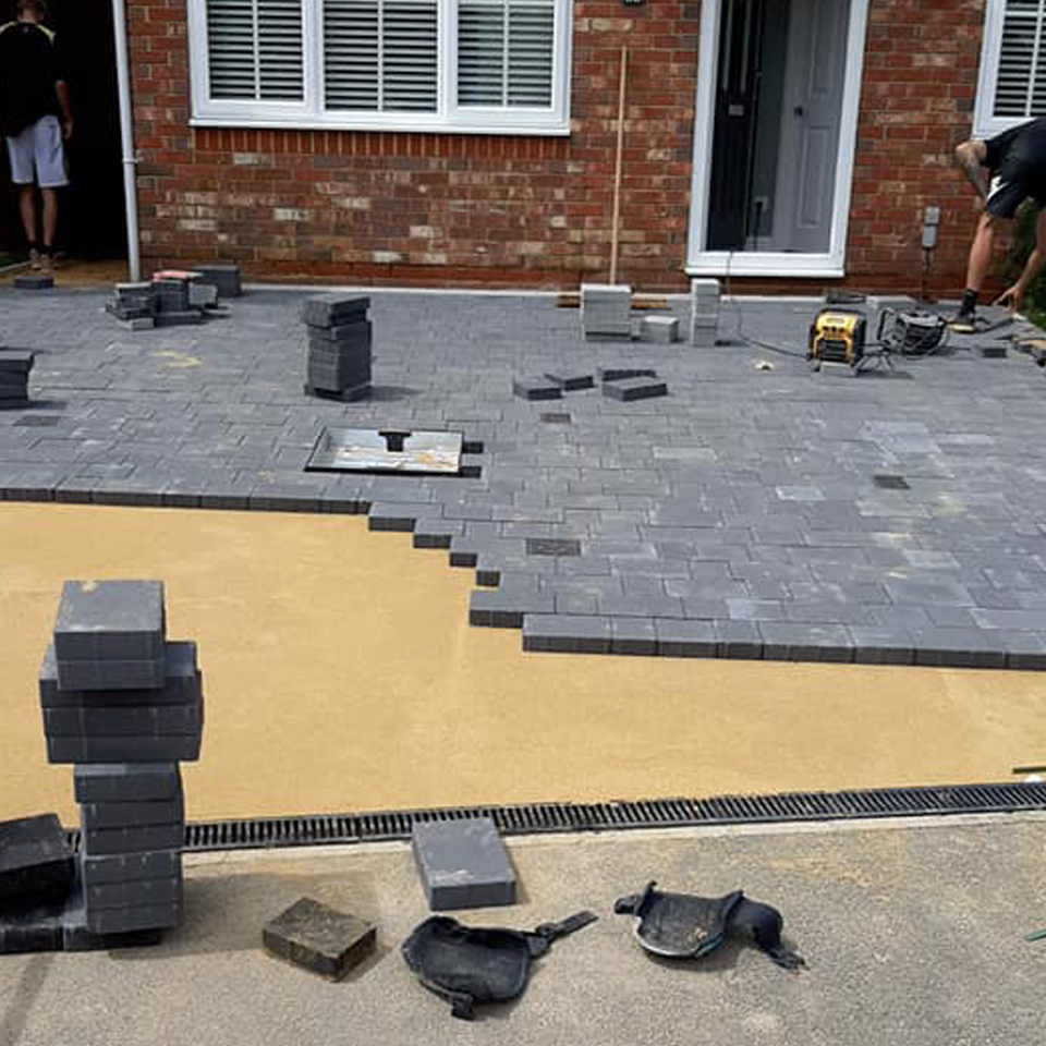 block driveway during construction